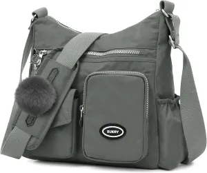 SUKRY Nylon Crossbody Bag for Women with Anti theft RFID Pocket, Waterproof Shoulder Bag Travel Purses and Handbag