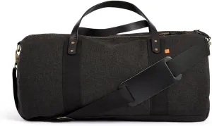 Sunbrella Glen Duffel Bag | Weekender Overnight Travel Carry-on with Leather Handles | Water & Stain Resistant | Adjustable Strap | Recycled Material | Black