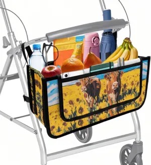 Sunflower Cattles Rollator Bag Bag for Four Wheel Rollator with Storage Pockets Walker Accessories for Walker Rollator Gifts for Seniors in Assisted Living