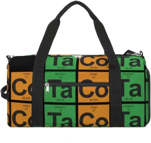 Taco-Periodic Table of Elements Travel Duffel Bag Sport Gym Tote Bag Lightweight with Shoes Compartment for Men Women