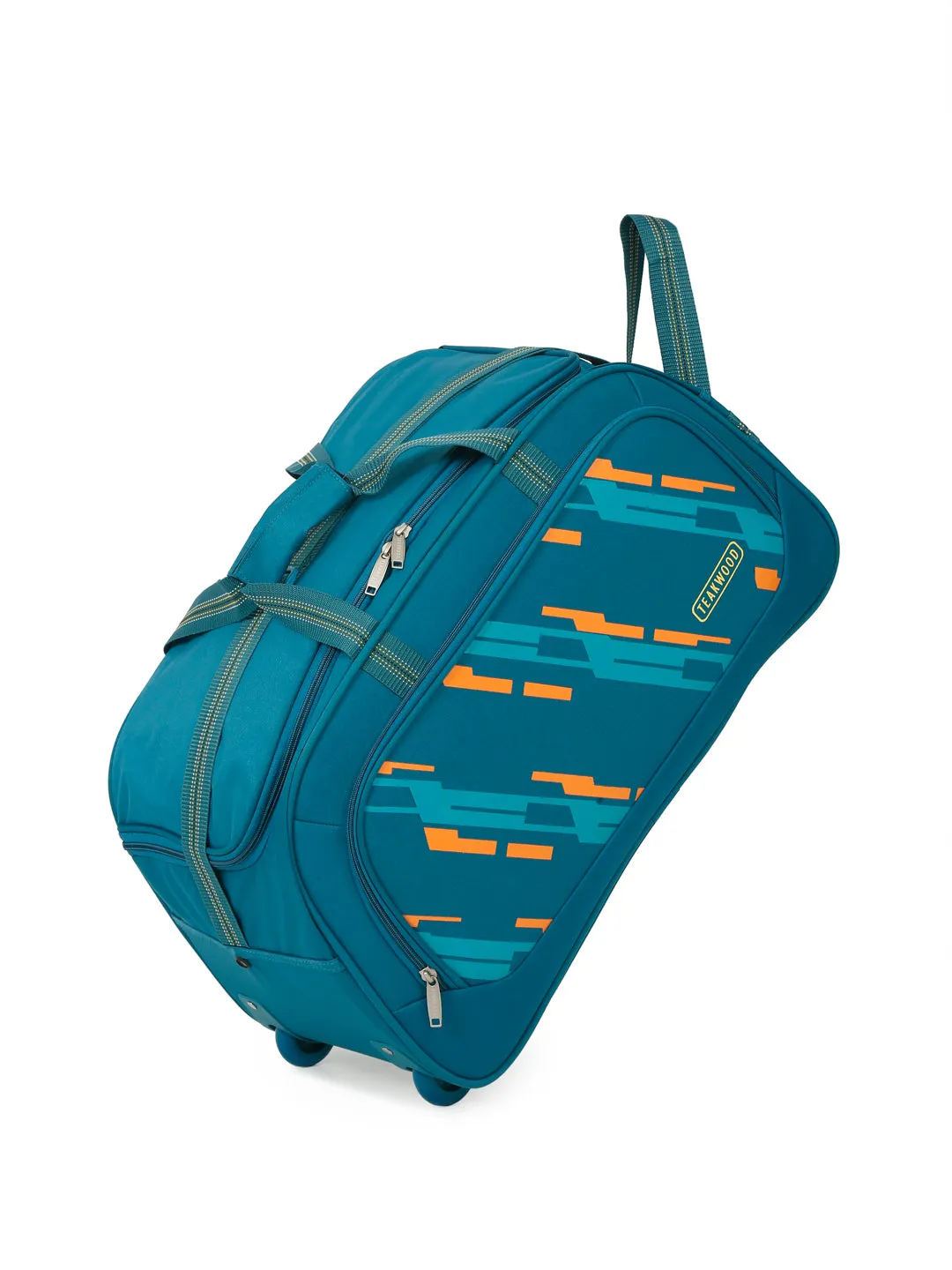 Teakwood Leather Teal Printed Small Duffle Bag