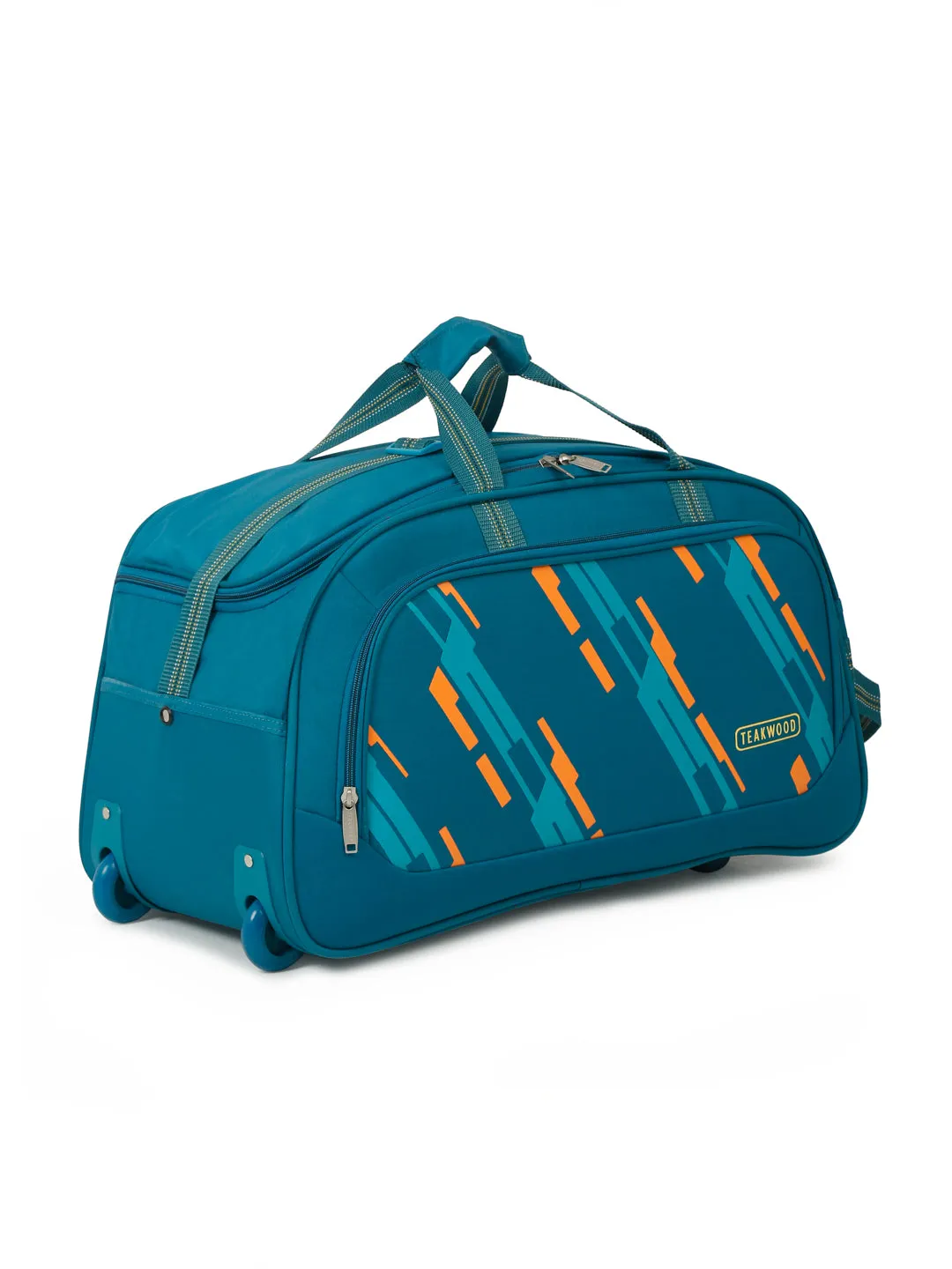 Teakwood Leather Teal Printed Small Duffle Bag