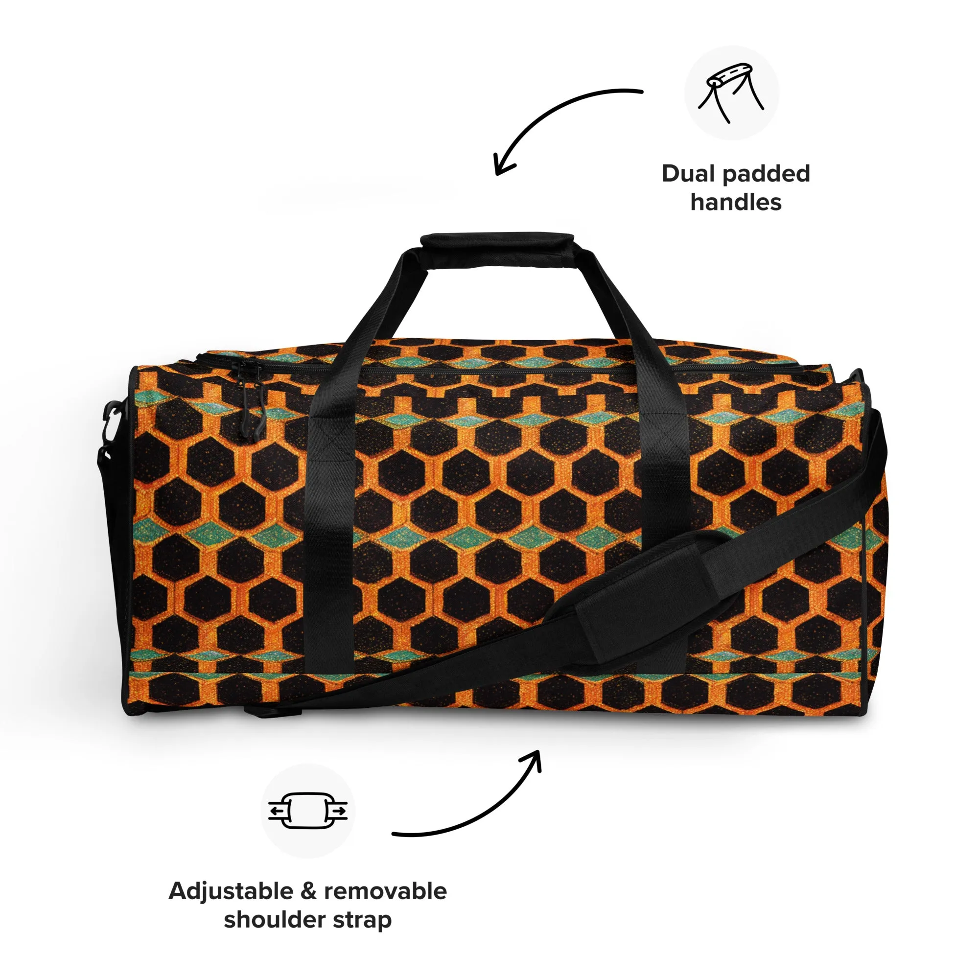 Teal and Gold Bee Bungalow Duffle bag