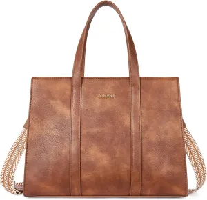 Telena Leather Tote Bag for Women Crossbody Tote Purse Handbag with Compartments and Adjustable Strap