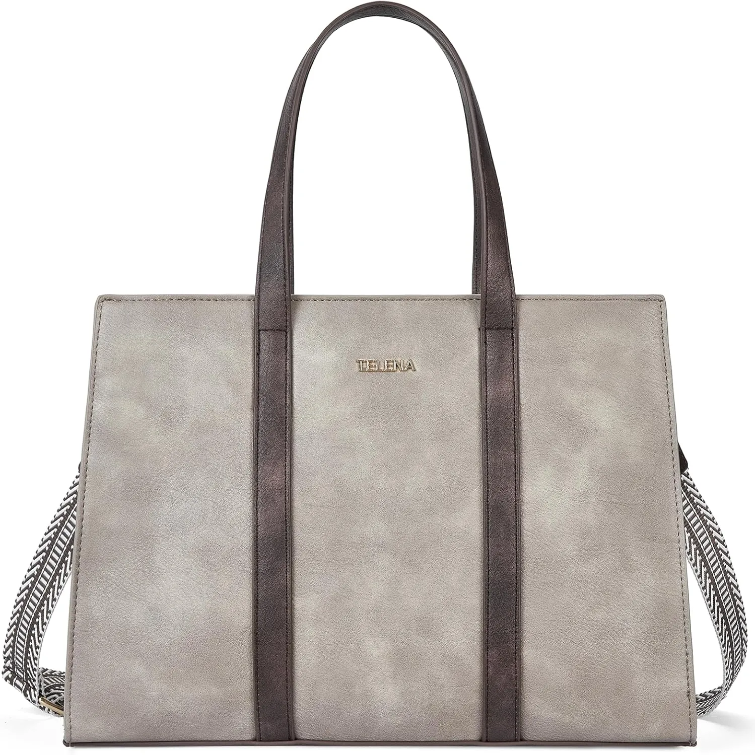 Telena Leather Tote Bag for Women Crossbody Tote Purse Handbag with Compartments and Adjustable Strap