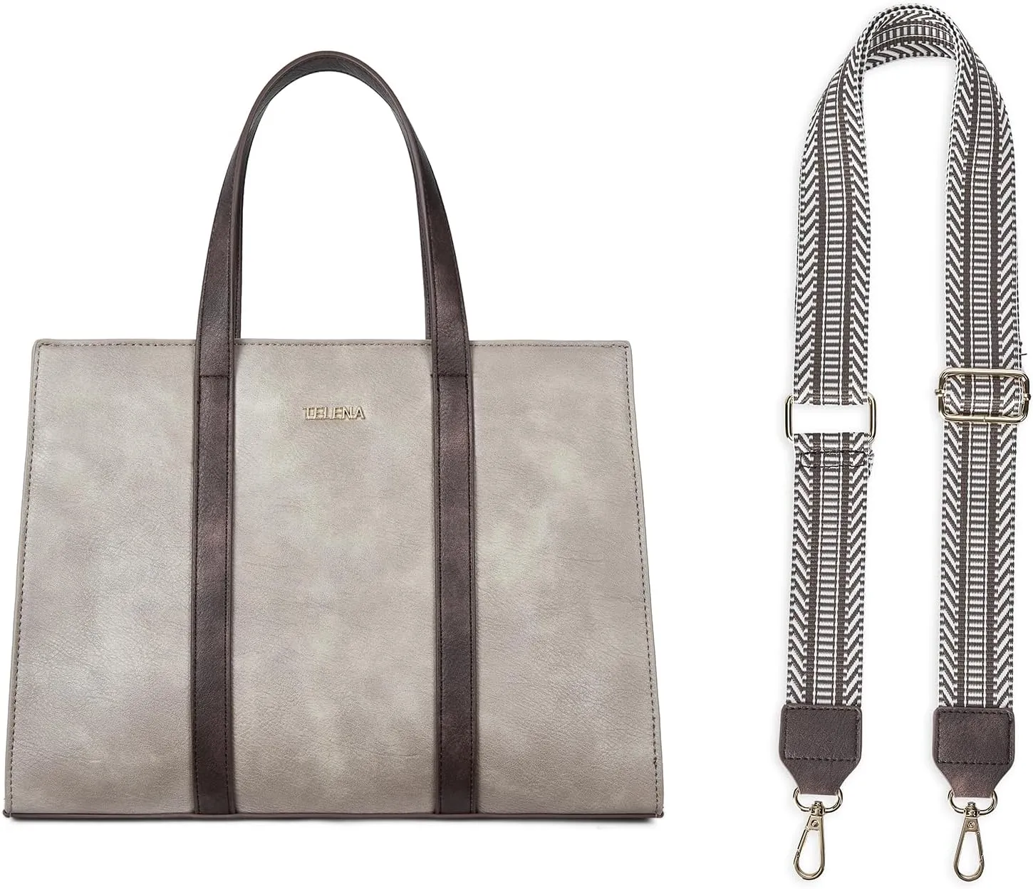 Telena Leather Tote Bag for Women Crossbody Tote Purse Handbag with Compartments and Adjustable Strap