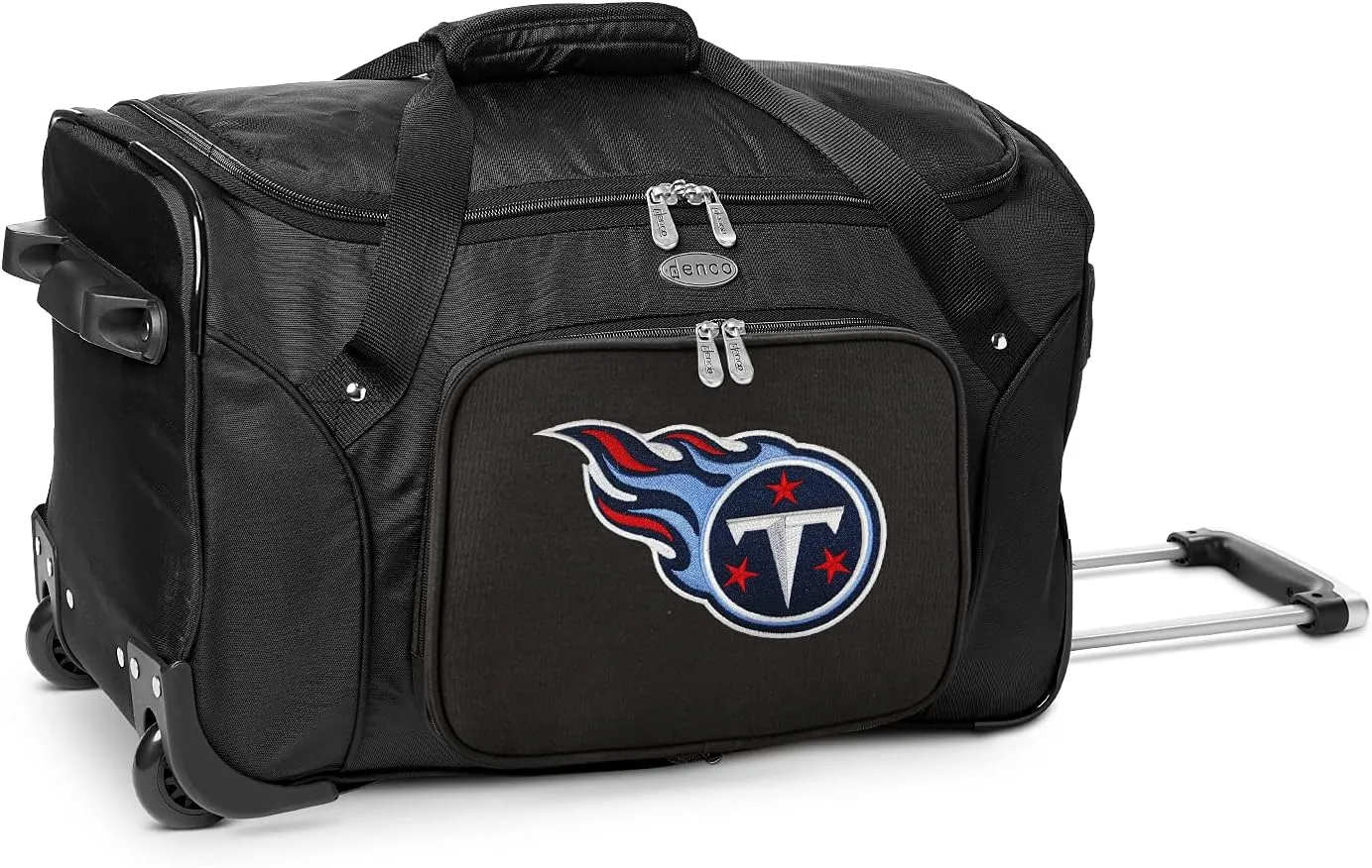 Tennessee Titans Lightweight 22-inch Wheeled Duffel Bag with Telescopic Handle - Perfect Overnight Bag for Travel, Weekend Getaways, Airports, Gym, and Commuting