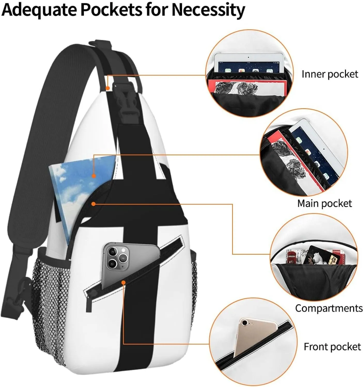 Teutonic Knights Flag Small Crossbody Backpack Sling Bag For Men Women Mini One Shoulder Chest Bags Gym Sport Travel Hiking Daypack