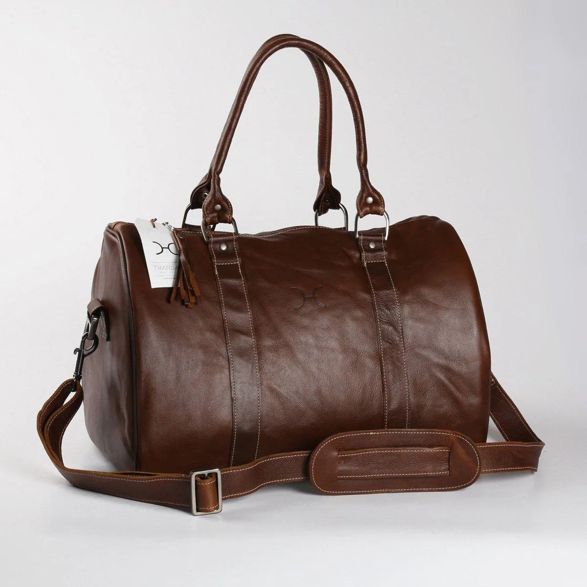 Thandana Medium Leather Travel Duffel Bag