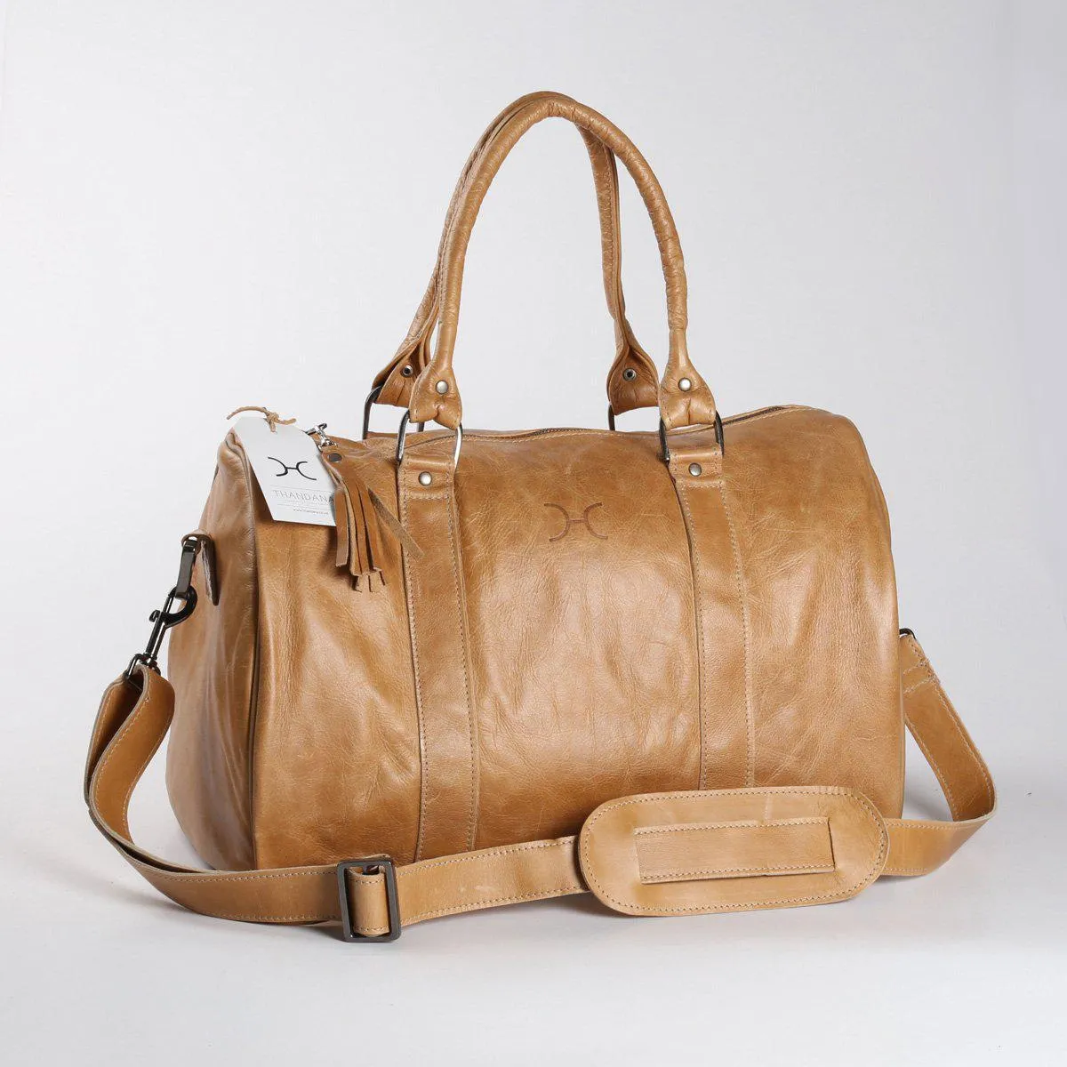 Thandana Medium Leather Travel Duffel Bag