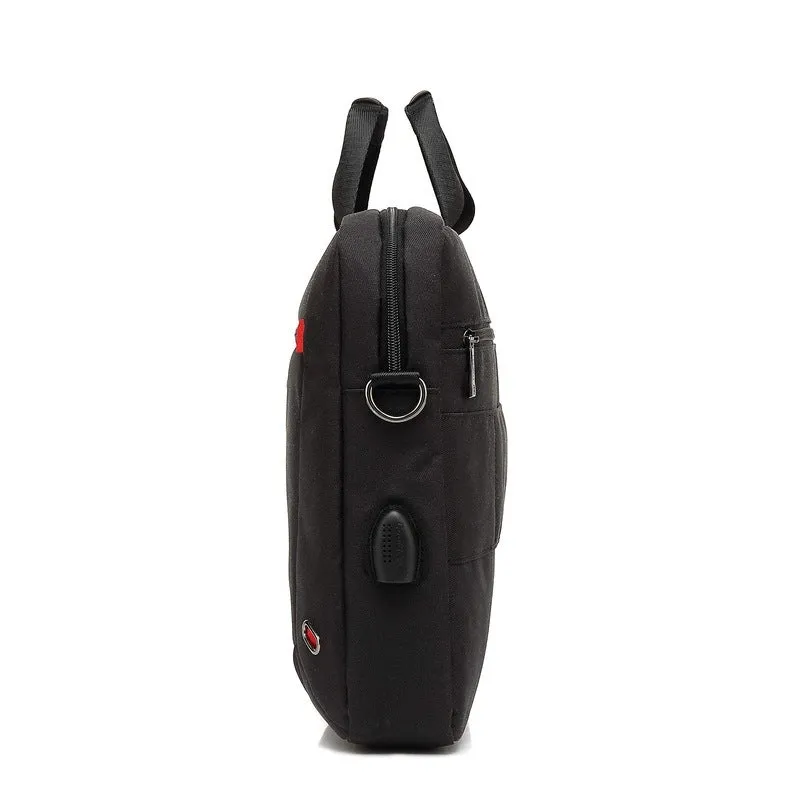 THE CLOWNFISH CoolBELL Laptop Bag For 15.6 inch Laptops Computer Notebook Bag USB external charging port Shoulder Messenger Business Bag (Black)