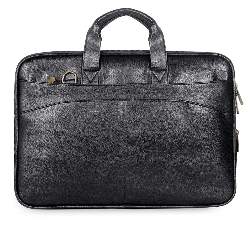 THE CLOWNFISH Glamour Faux Leather Slim Laptop Messenger Bag - Expandable Design | Padded Shoulder Strap | 12 inch | Black