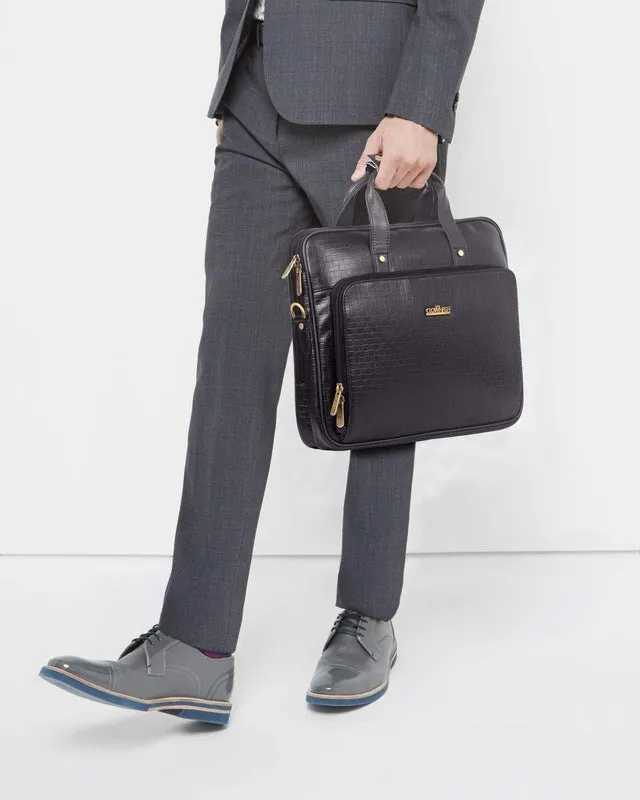 THE CLOWNFISH Milan Series Laptop Briefcase - Vegan Leather, Adjustable Shoulder Strap | 14 inch | Charcoal Black