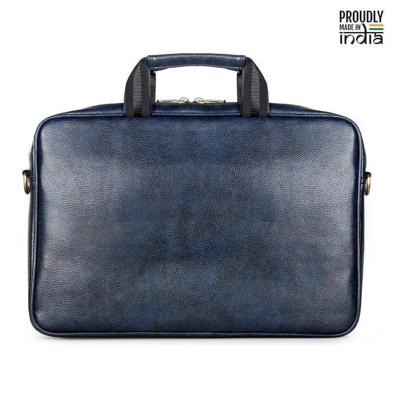 THE CLOWNFISH Noble Faux Leather Laptop Messenger Bag | 14 inch | Dark Brown | Water Resistant