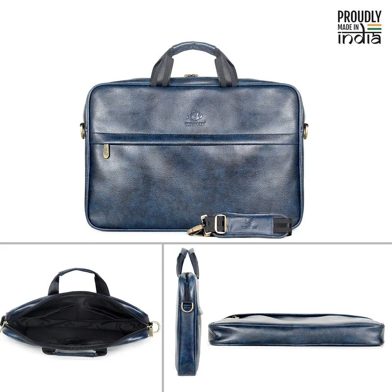 THE CLOWNFISH Noble Faux Leather Laptop Messenger Bag | 14 inch | Dark Brown | Water Resistant