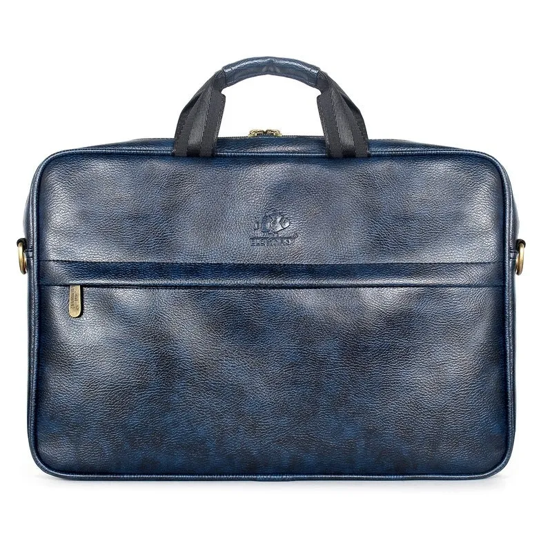 THE CLOWNFISH Noble Faux Leather Laptop Messenger Bag | 14 inch | Dark Brown | Water Resistant