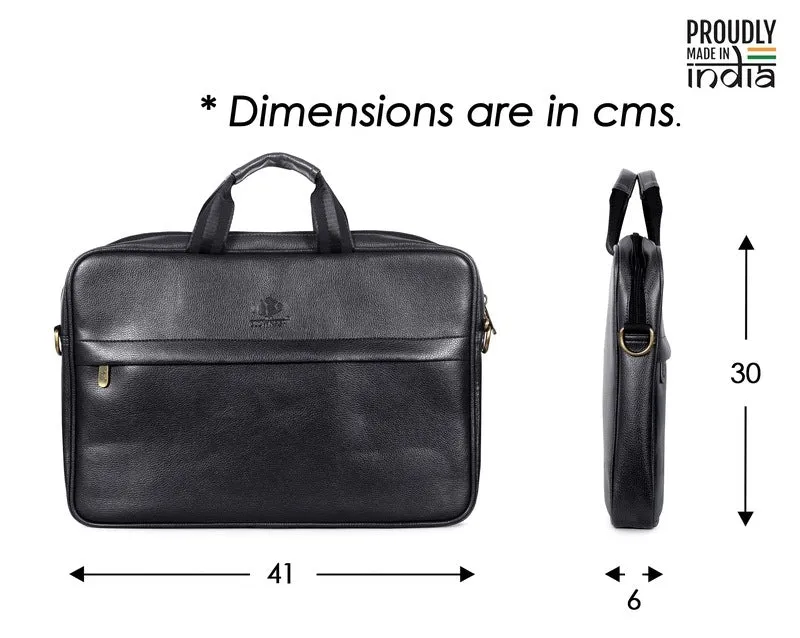 THE CLOWNFISH Noble Faux Leather Laptop Messenger Bag | 14 inch | Dark Brown | Water Resistant