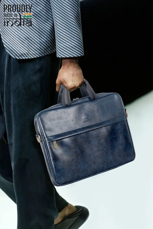 THE CLOWNFISH Noble Faux Leather Laptop Messenger Bag | 14 inch | Dark Brown | Water Resistant