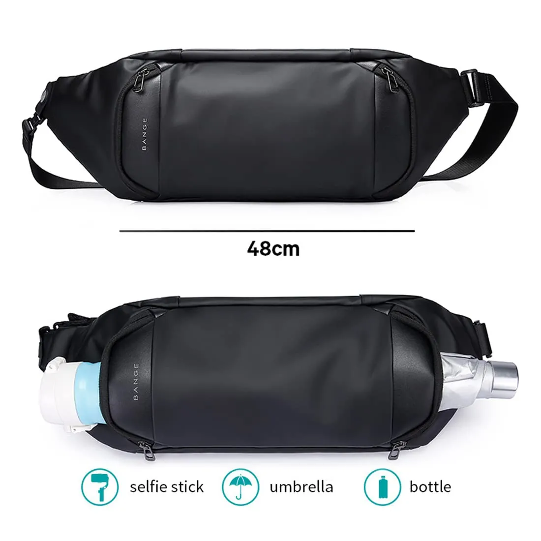 THE CLOWNFISH Water Repellent Polyester Sling Bag - Multipurpose with Water Resistant Pocket | 7L | Black