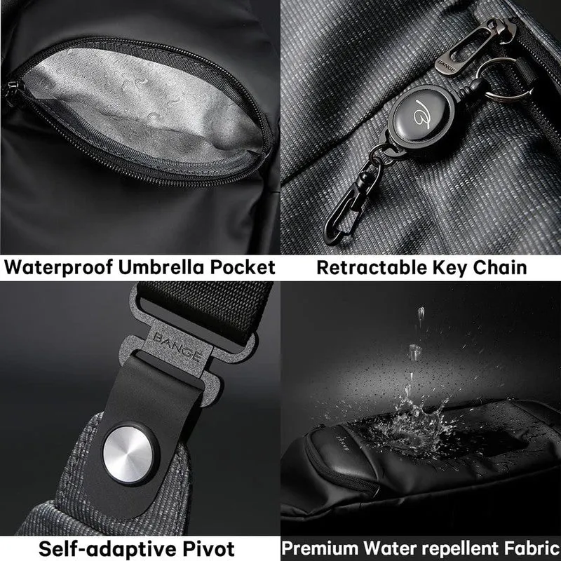 THE CLOWNFISH Water Repellent Polyester Sling Bag - Multipurpose with Water Resistant Pocket | 7L | Black