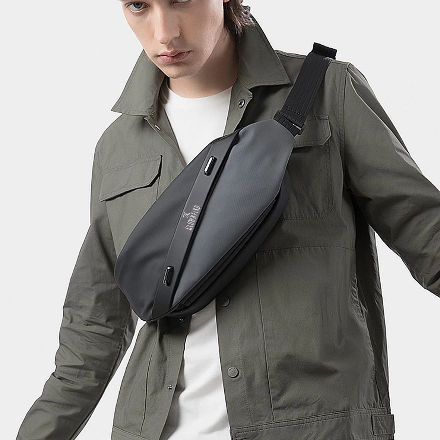 THE CLOWNFISH Water Resistant Polyester Sling Bag - Unisex | Adjustable Strap | 3L | Grey