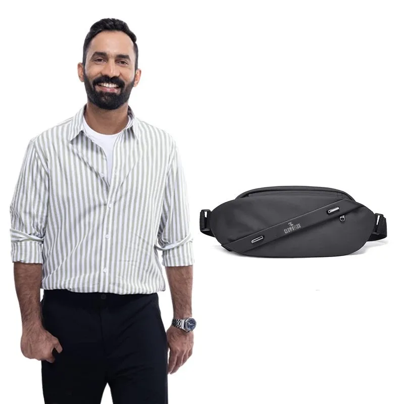 THE CLOWNFISH Water Resistant Unisex Sling Bag - Multipurpose Storage | 3L | Black