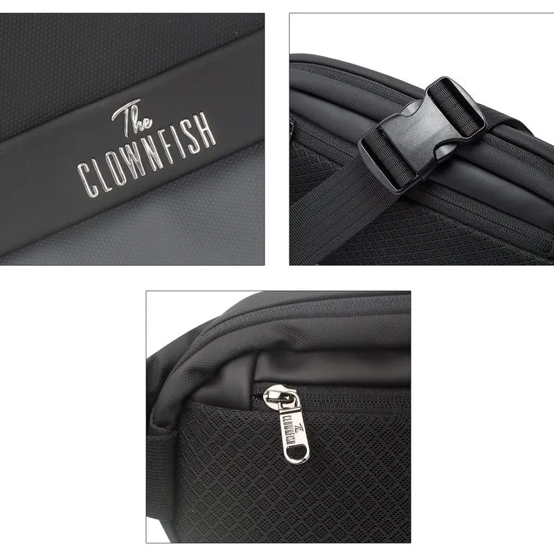 THE CLOWNFISH Water Resistant Unisex Sling Bag - Multipurpose Storage | 3L | Black