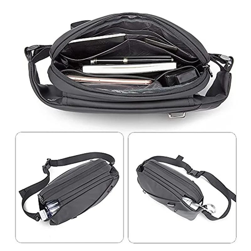 THE CLOWNFISH Water Resistant Unisex Sling Bag - Multipurpose Storage | 3L | Black