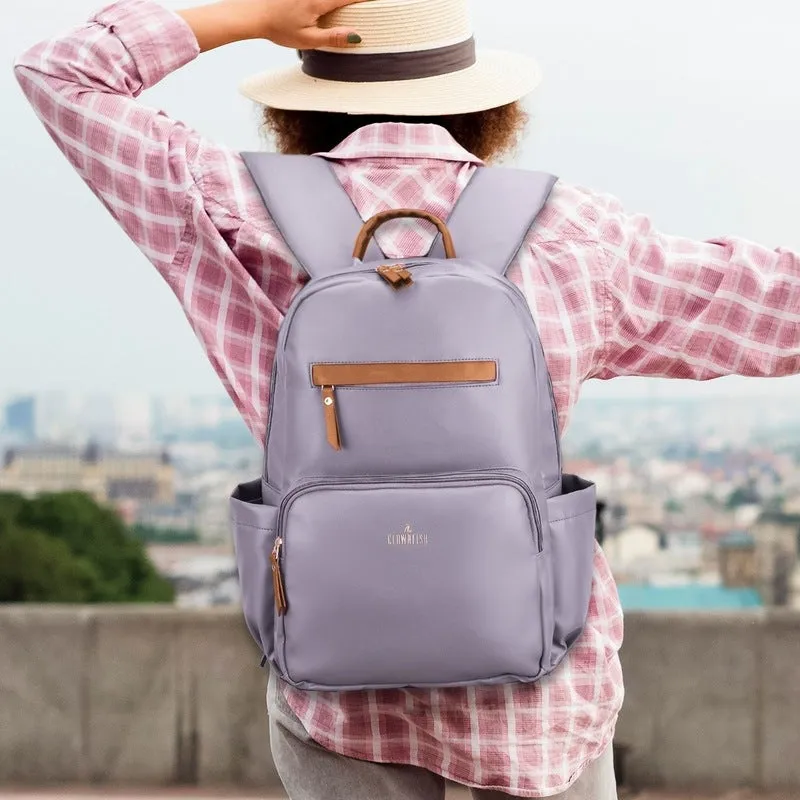 THE CLOWNFISH Women's Laptop Backpack | Vegan Leather Laptop Bag for Office, College, Travel | Fits 15.6 Inch Laptop | Stellar Collection - Purple colour