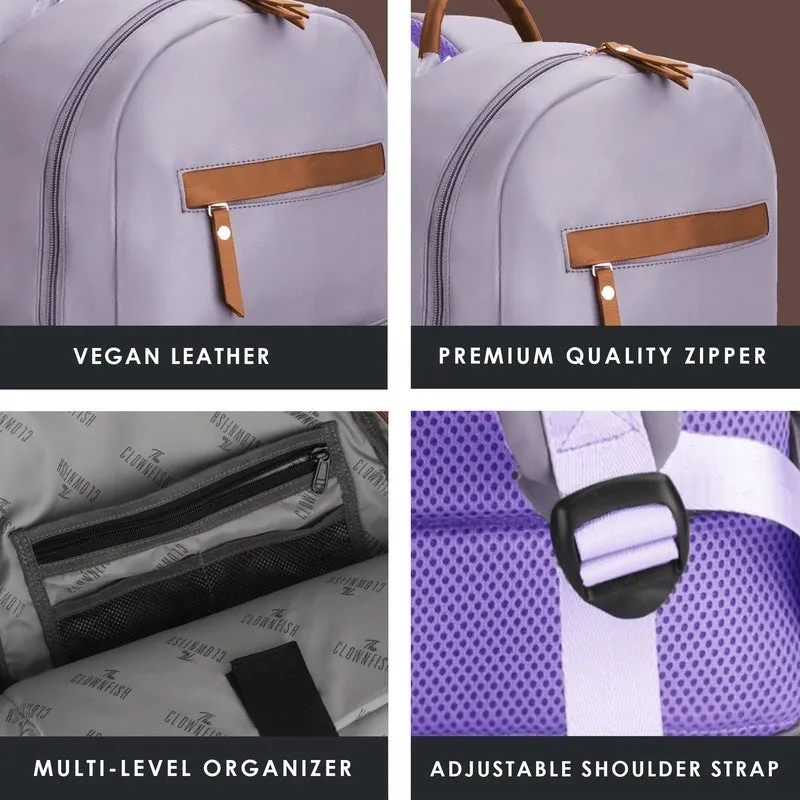 THE CLOWNFISH Women's Laptop Backpack | Vegan Leather Laptop Bag for Office, College, Travel | Fits 15.6 Inch Laptop | Stellar Collection - Purple colour