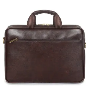 THE CLOWNFISH Zeus Faux Leather 14 inch Laptop Messenger Bag | Adjustable Shoulder Strap | 6 Liters | Dark Brown