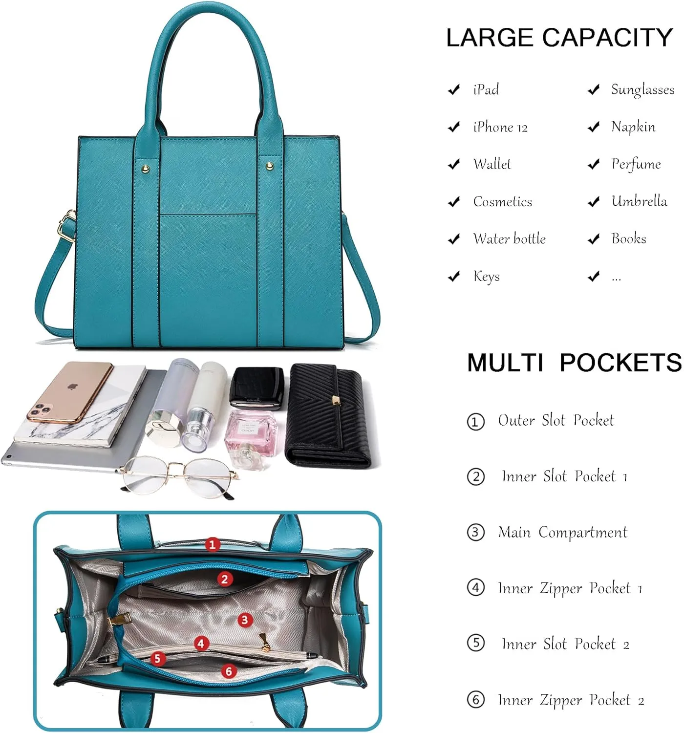 The Tote Bag Crossbody Purses for Women Shoulder Bag Handbags PU Leather Top Handle Bags with zipper