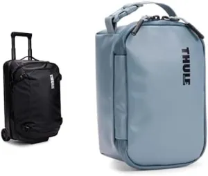 Thule Chasm Wheeled Carry-On Duffel & 3L Gear Cube Bundle - Black - Weather-Resistant Travel Set