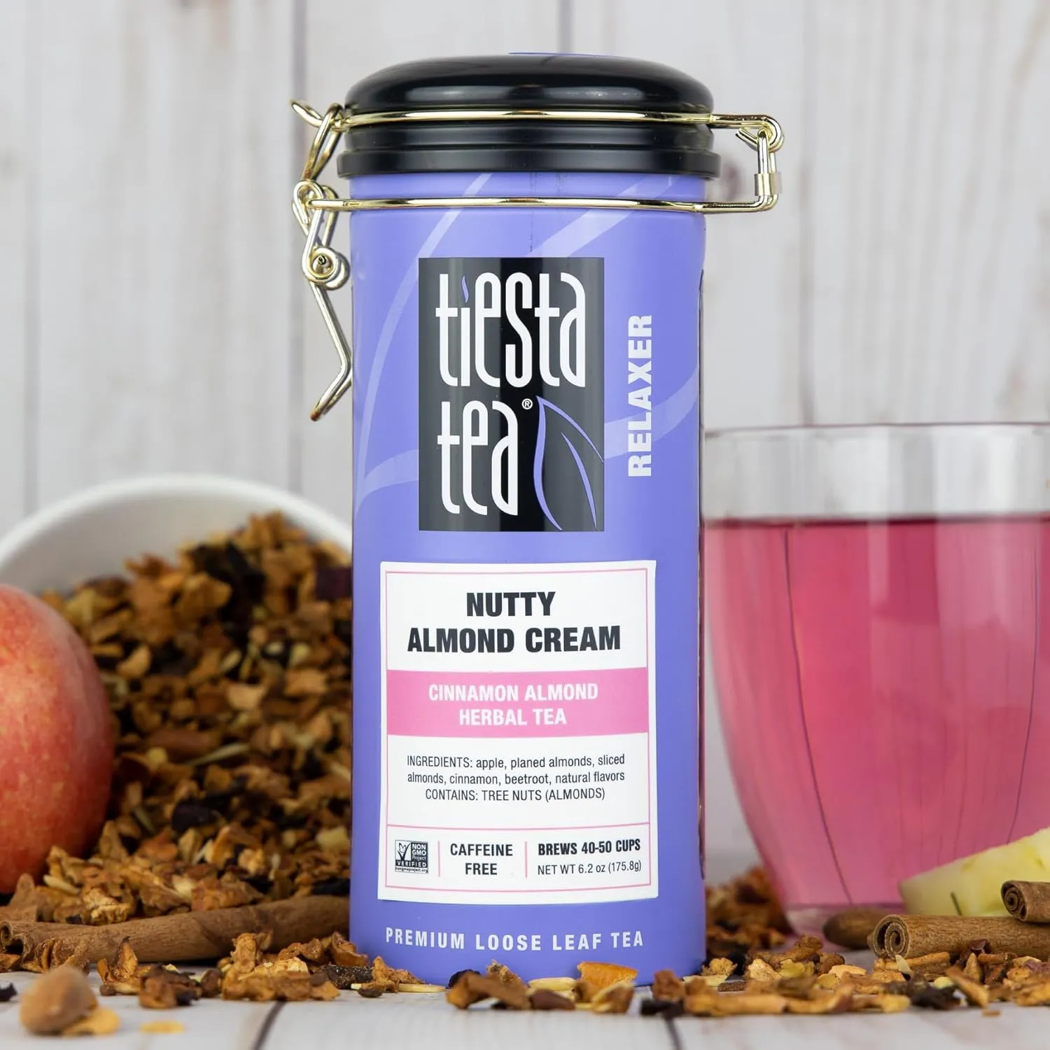 Tiesta Tea - Nutty Almond Cream | Premium Loose Leaf | Cinnamon Almond Herbal Tea Blend | Non-Caffeinated | Make Hot or Iced & Brews Up to 50 Cups | 6.2 Ounce Refillable Tin
