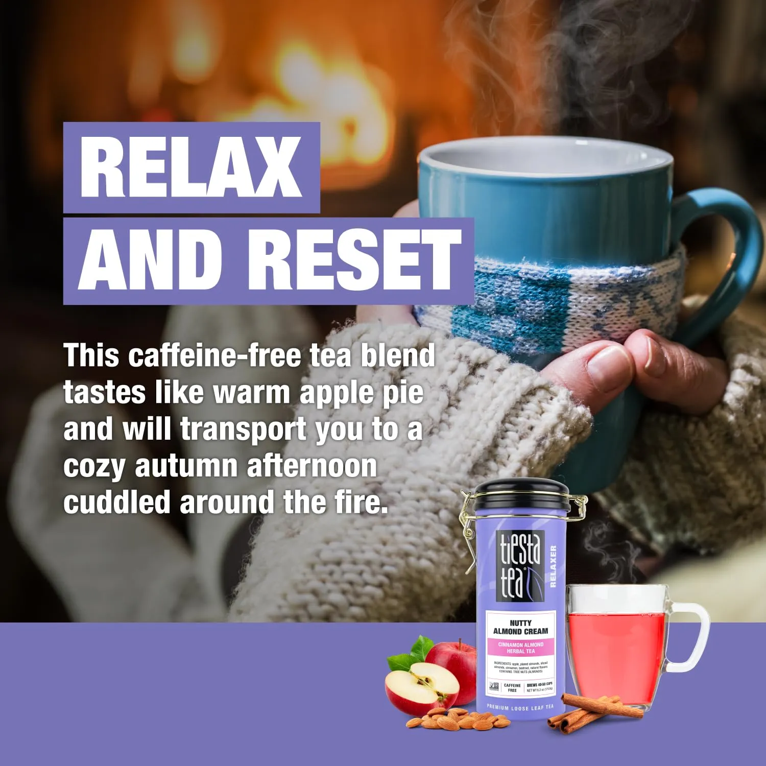 Tiesta Tea - Nutty Almond Cream | Premium Loose Leaf | Cinnamon Almond Herbal Tea Blend | Non-Caffeinated | Make Hot or Iced & Brews Up to 50 Cups | 6.2 Ounce Refillable Tin