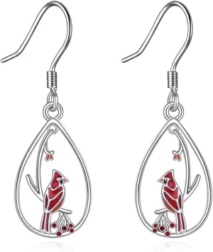 TIGER RIDER Red Cardinal/Parrot/Rabbit/Bulldog/Cat/Highland Cow/Capybara 925 Sterling Silver Earrings love Bird Dangle Earring Jewelry Gifts for Women Birthday Christmas
