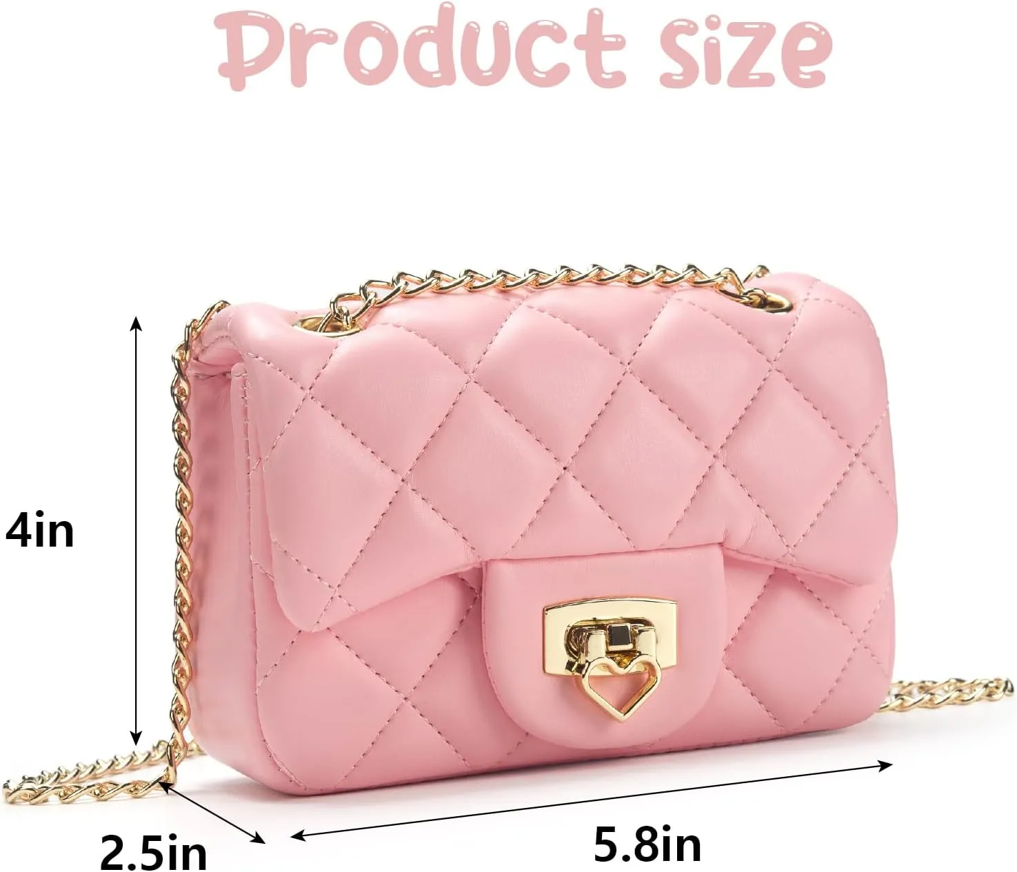 Toddler Purse for Girls Age 3-14, Heart Lock Kids Purse, Cute Crossbody Bag with Chain Strap