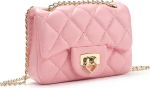 Toddler Purse for Girls Age 3-14, Heart Lock Kids Purse, Cute Crossbody Bag with Chain Strap
