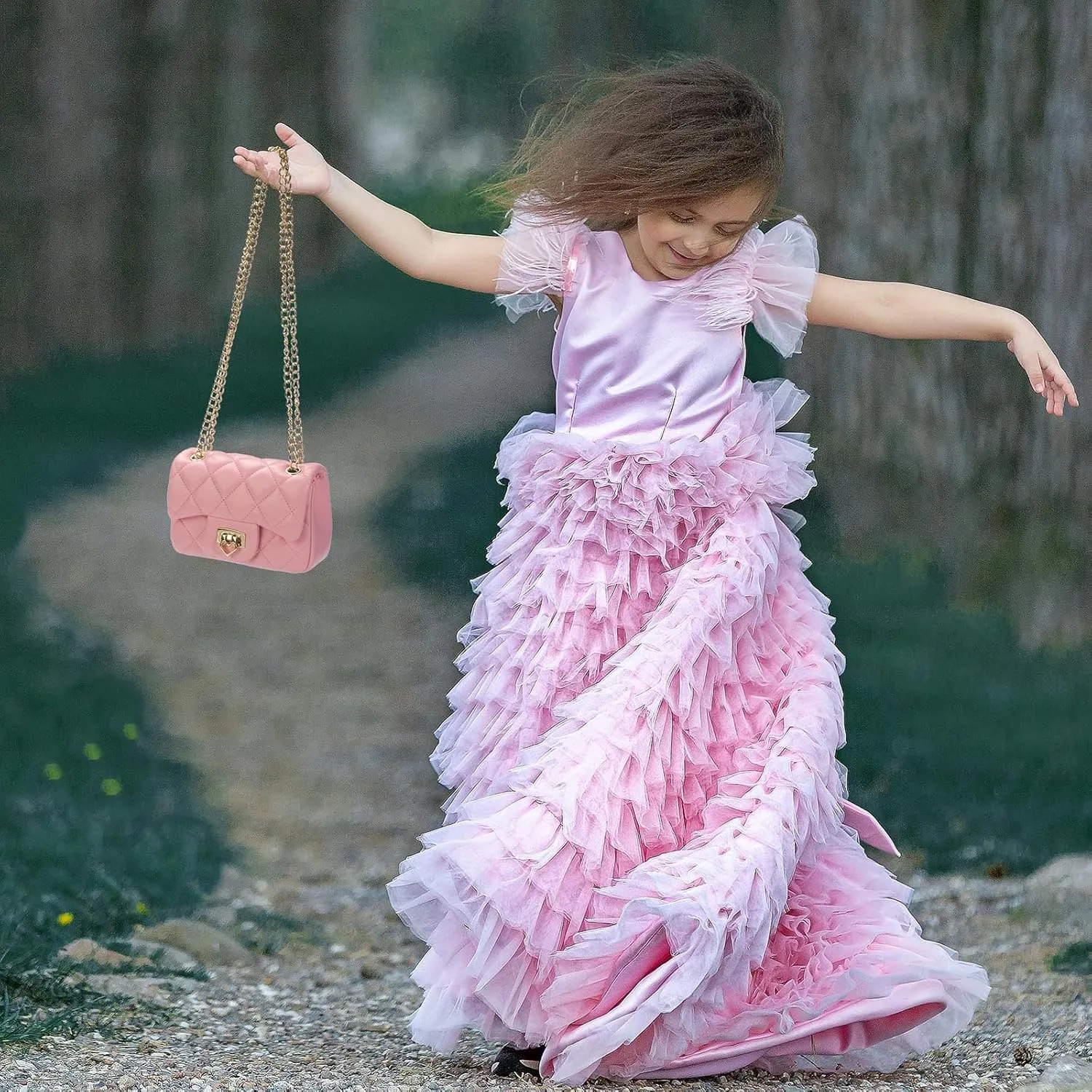 Toddler Purse for Girls Age 3-14, Heart Lock Kids Purse, Cute Crossbody Bag with Chain Strap