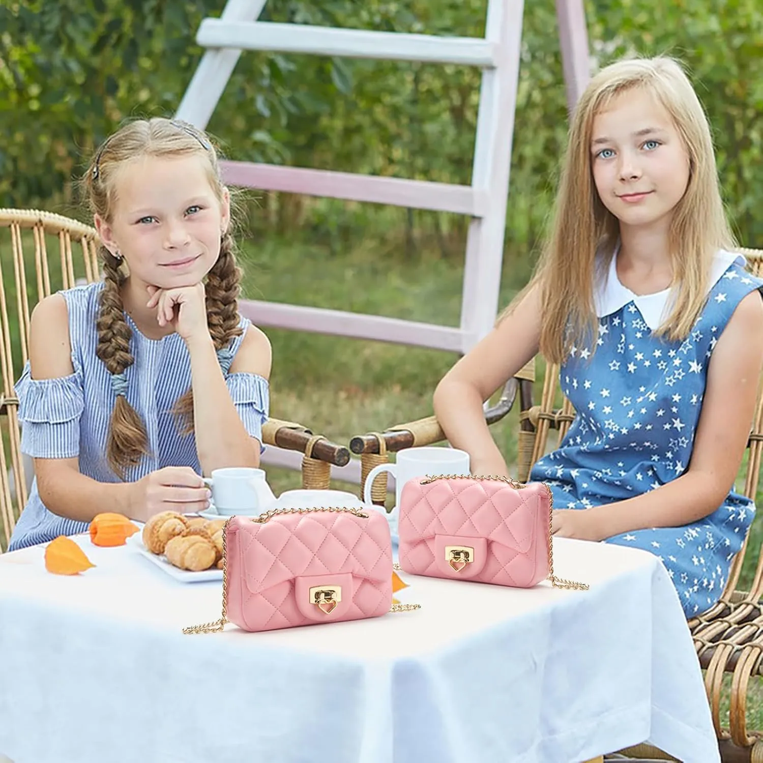 Toddler Purse for Girls Age 3-14, Heart Lock Kids Purse, Cute Crossbody Bag with Chain Strap