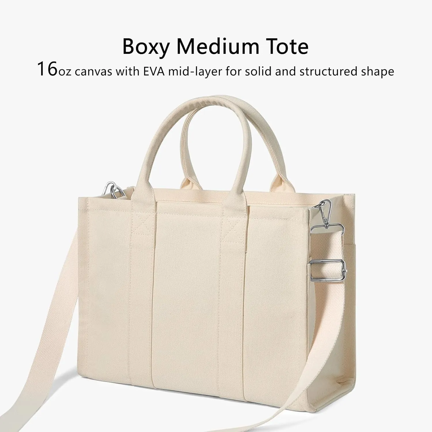 TOPDesign Heavy-Duty Canvas Tote Bag for Women, Adjustable Crossbody Handbag with 6 Pockets, Everything Tote