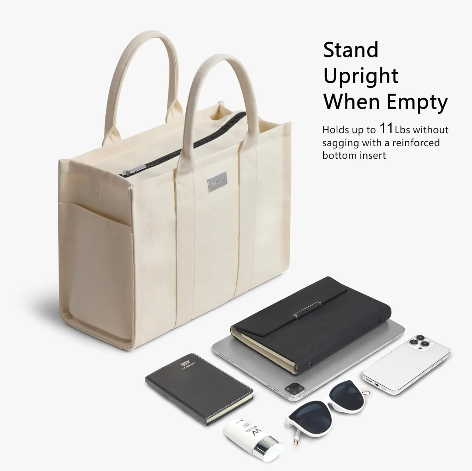 TOPDesign Heavy-Duty Canvas Tote Bag for Women, Adjustable Crossbody Handbag with 6 Pockets, Everything Tote