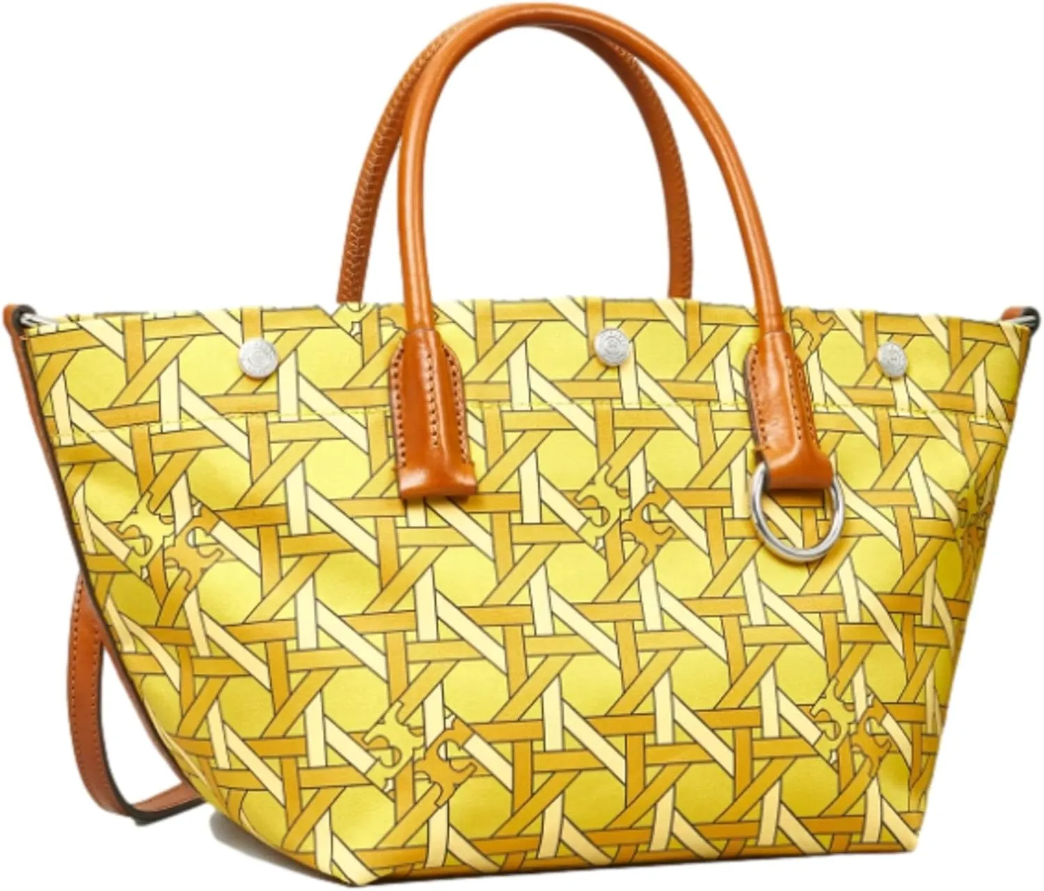 Tory Burch Canvas Basket Weave Tote, Small, Saffron