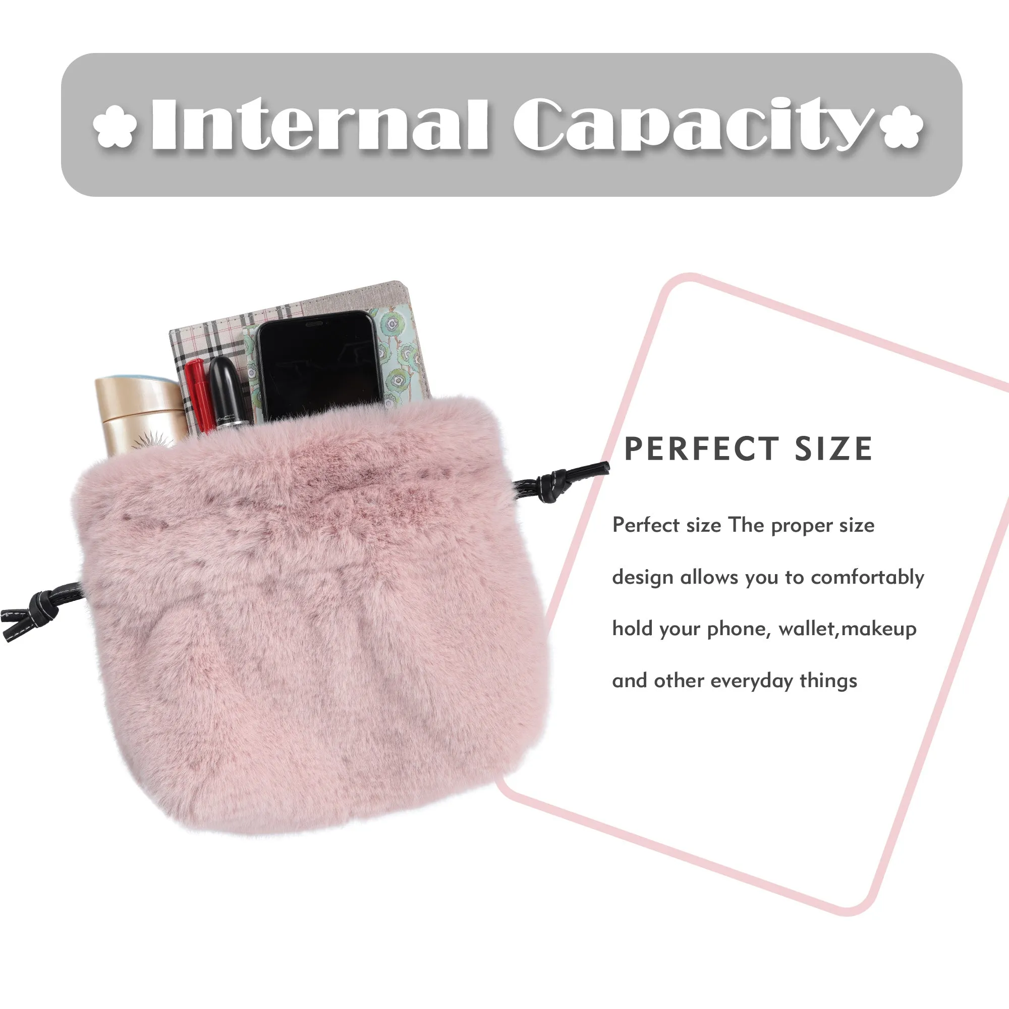 Tote Bag Faux Fur Wallet Ladies Plush Tote Bag 21843
