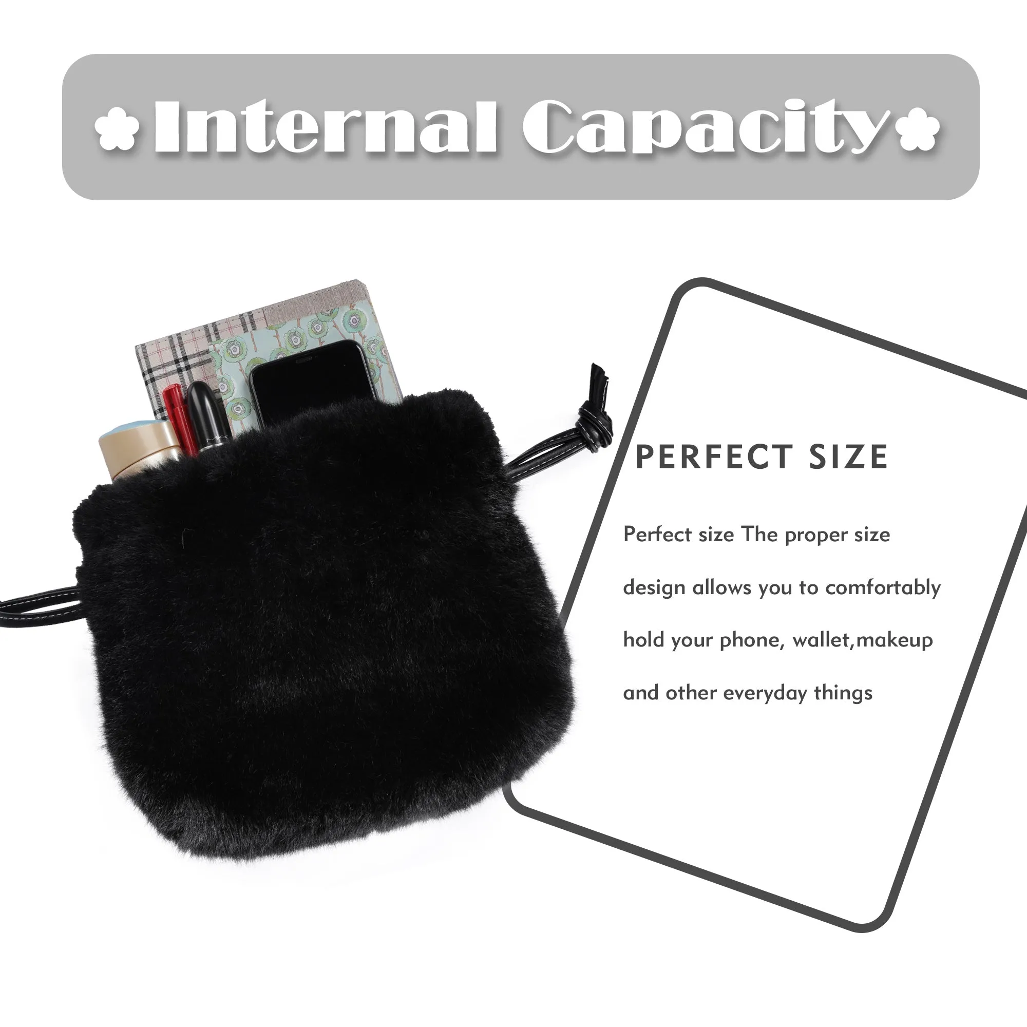 Tote Bag Faux Fur Wallet Ladies Plush Tote Bag 21843
