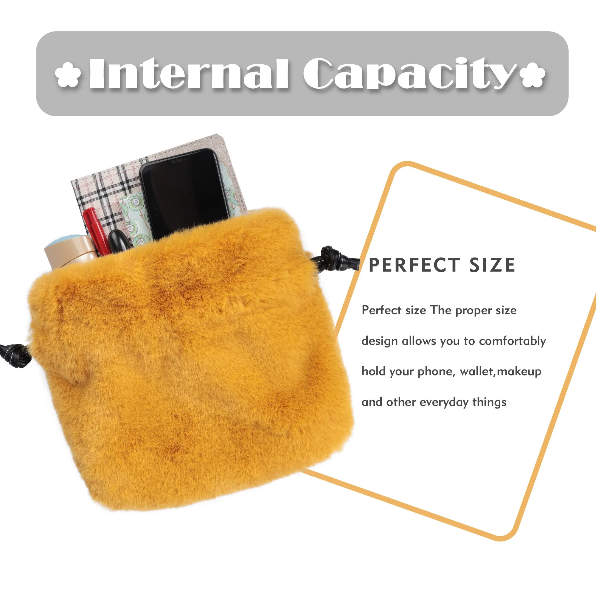 Tote Bag Faux Fur Wallet Ladies Plush Tote Bag 21843