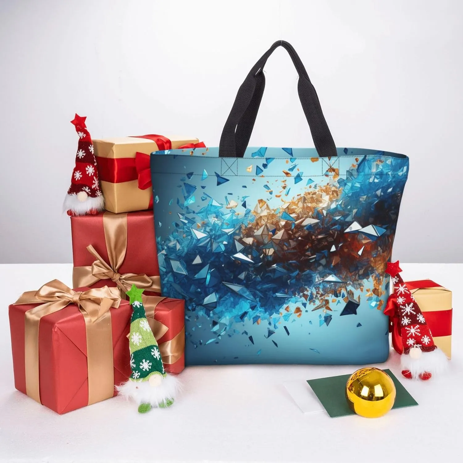 Tote Bag for Women Flower watercolor Shoulder Bag with Zipper Handbag Large Capacity Reusable Grocery Bag