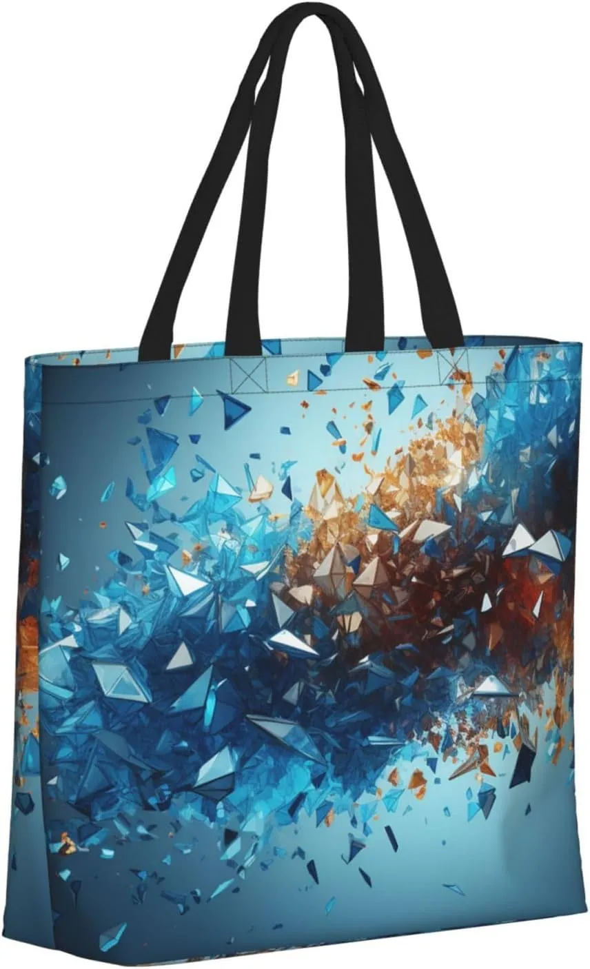 Tote Bag for Women Flower watercolor Shoulder Bag with Zipper Handbag Large Capacity Reusable Grocery Bag
