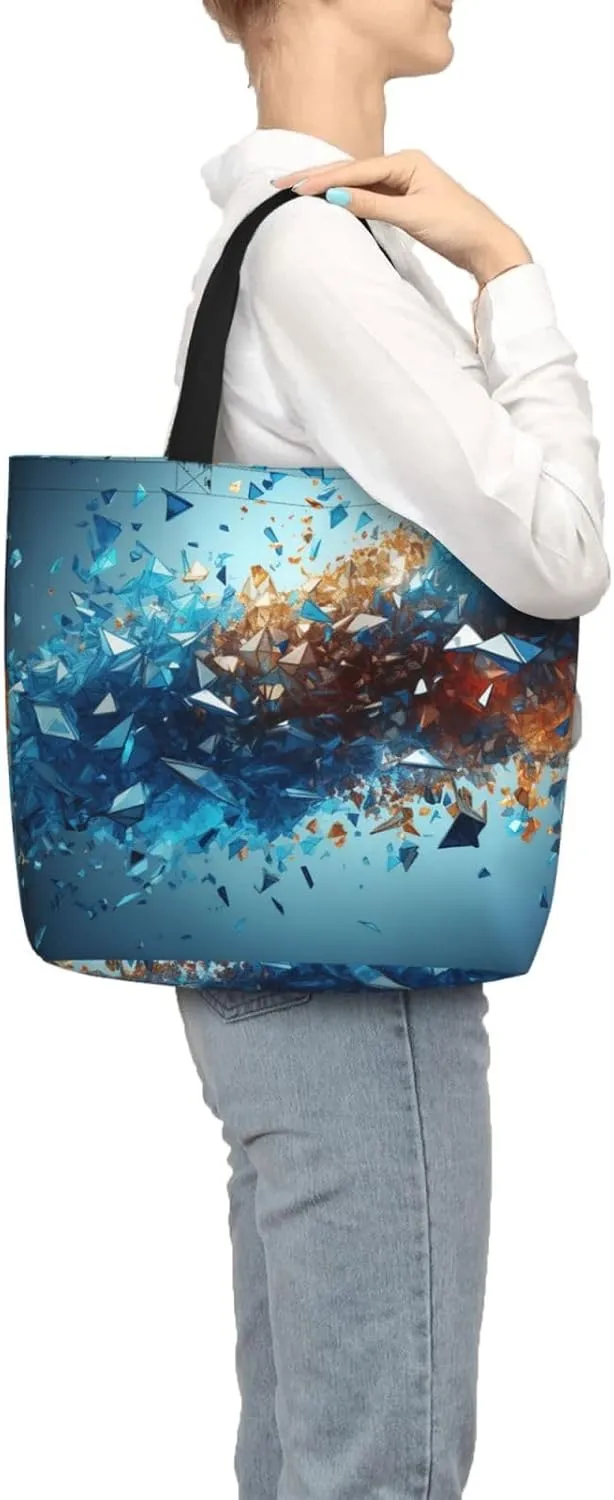 Tote Bag for Women Flower watercolor Shoulder Bag with Zipper Handbag Large Capacity Reusable Grocery Bag