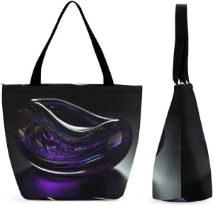 Tote Bag for Women Grocery Bag Purple Flower Foldable Shopping Bags Reusable Large Tote Bag